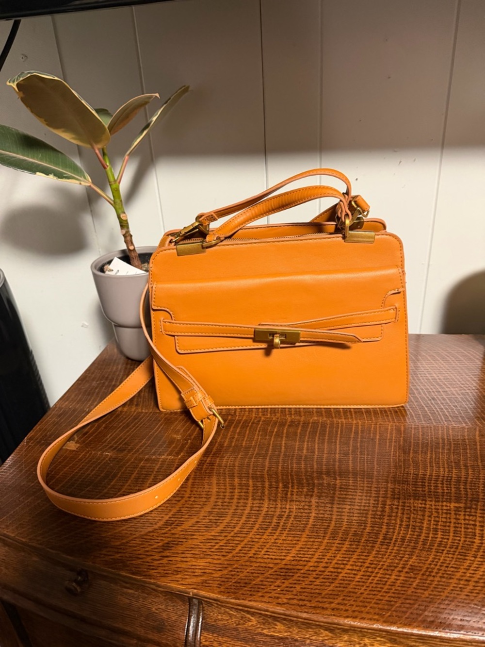 Steve Madden Orange Structured Crossbody Satchel